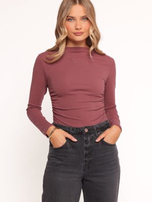 Nissa Long Sleeve Top - Chocolate Cherry