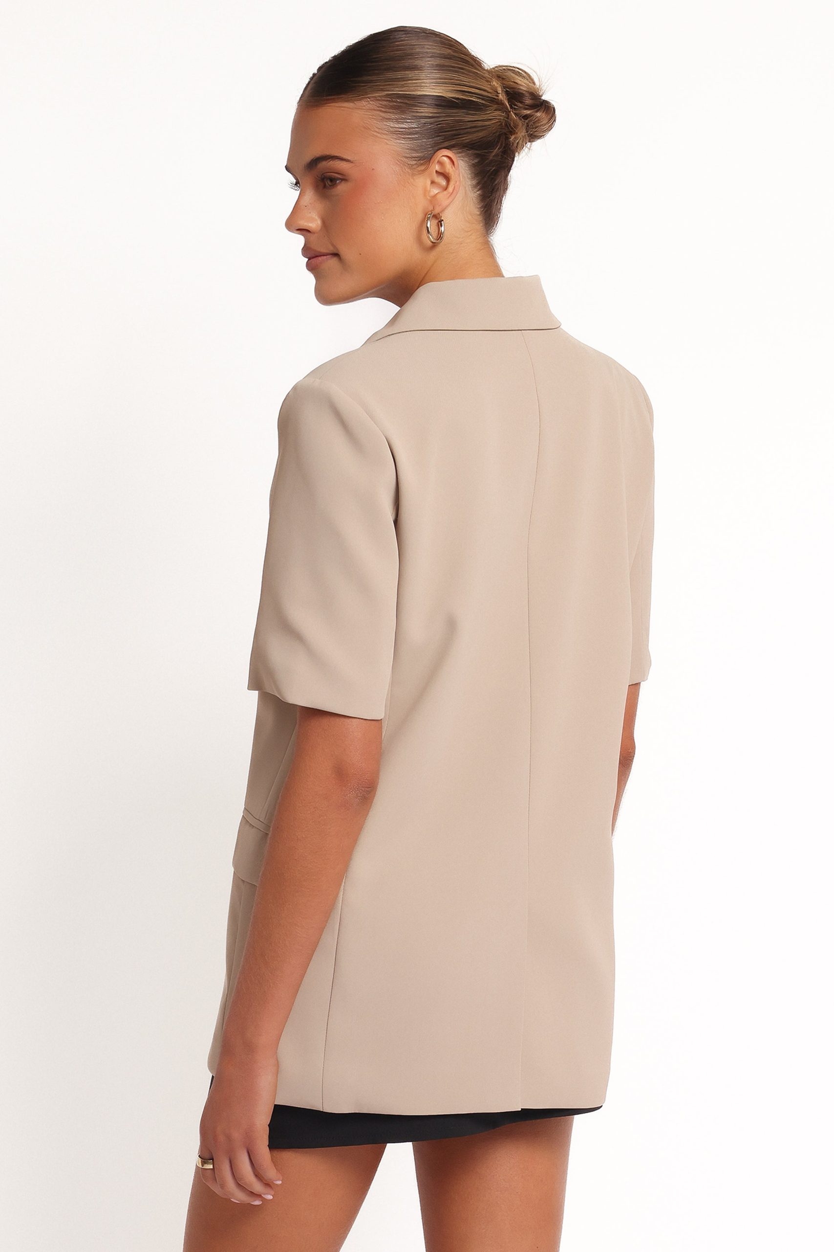 Nora Short Sleeve Blazer - Beige - Image 4