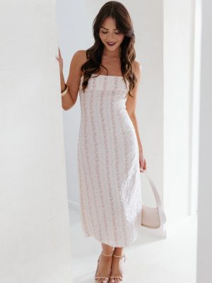 Norma Strapless Midi Dress - Pink Floral
