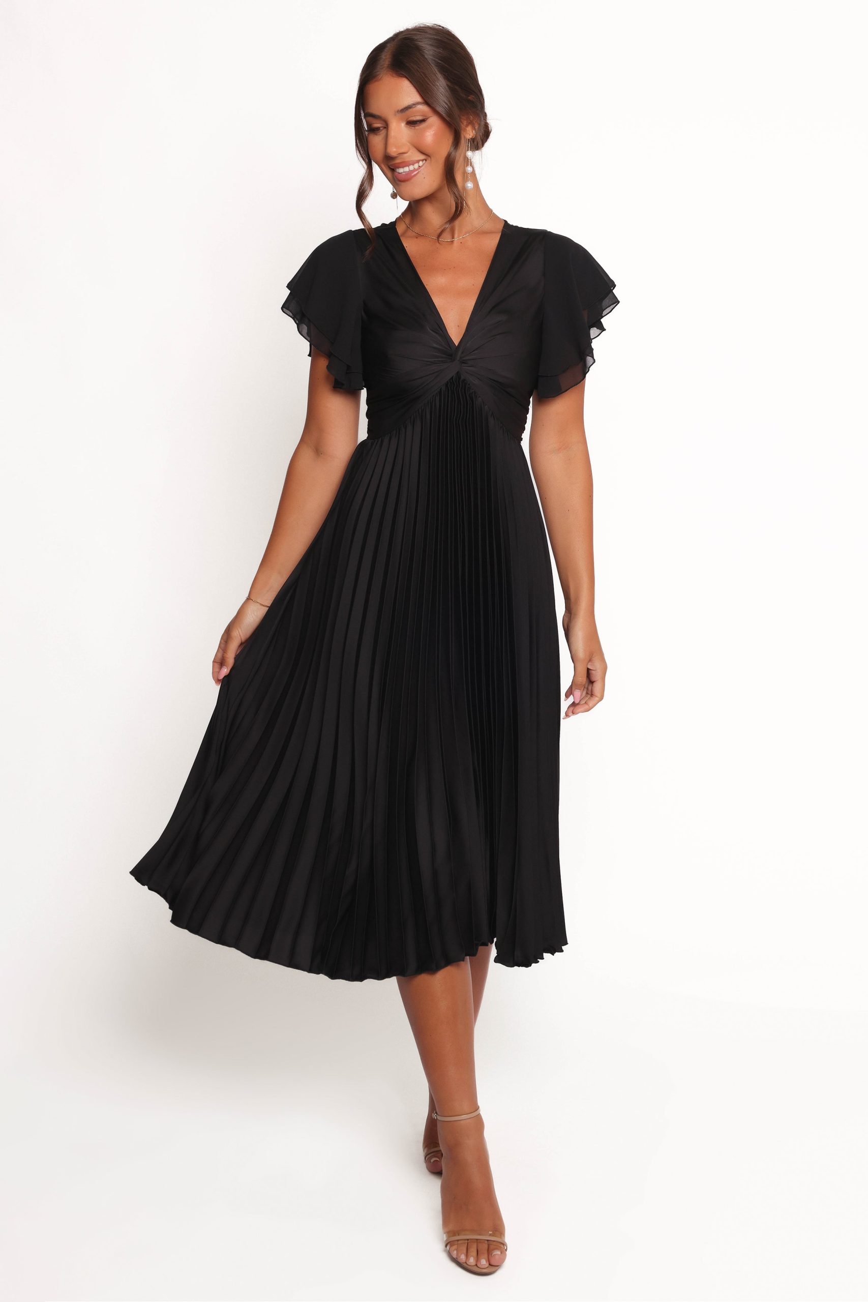 Nova Flutter Sleeve Dress - Black - Image 3