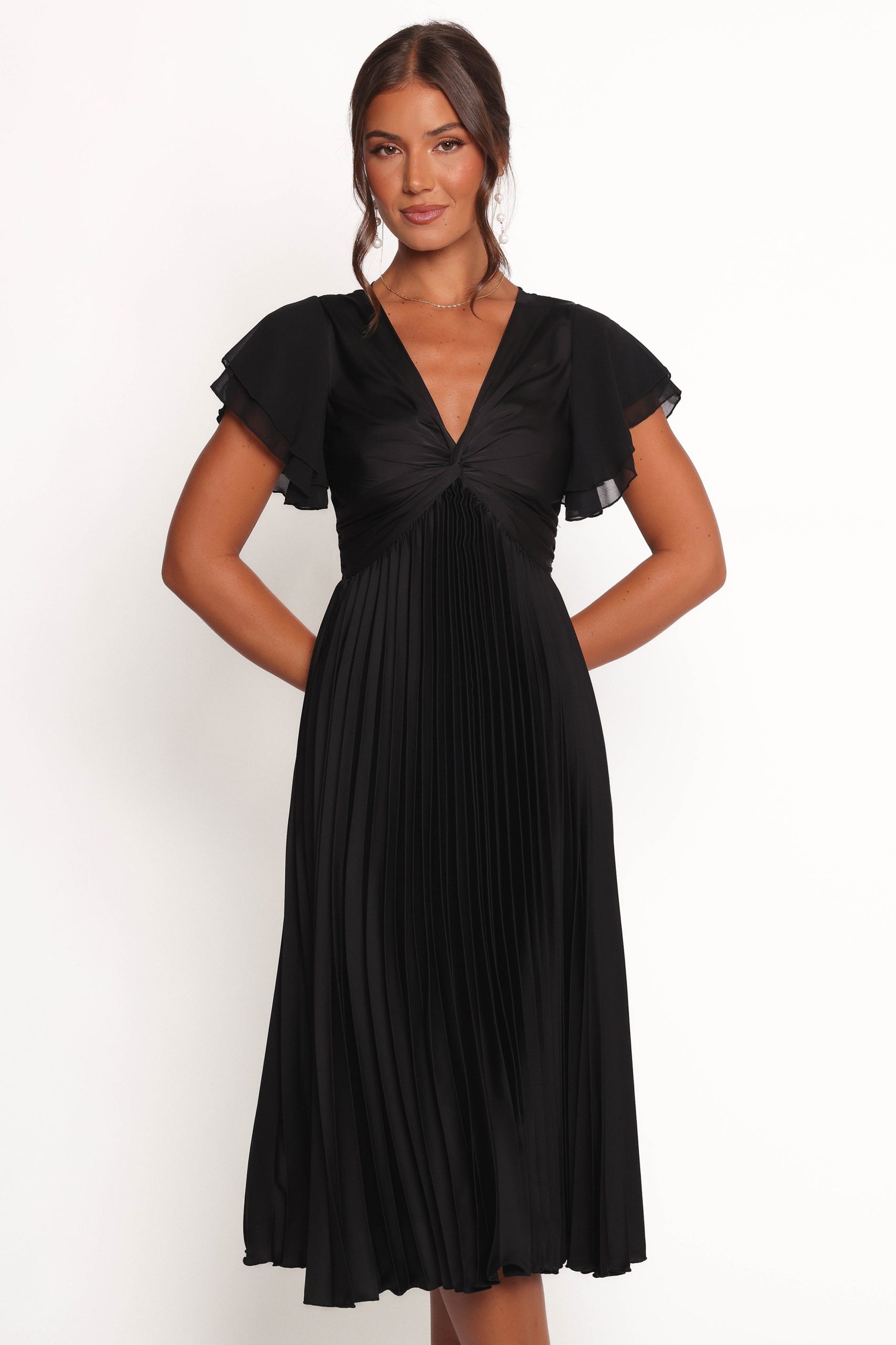 Nova Flutter Sleeve Dress - Black - Image 2