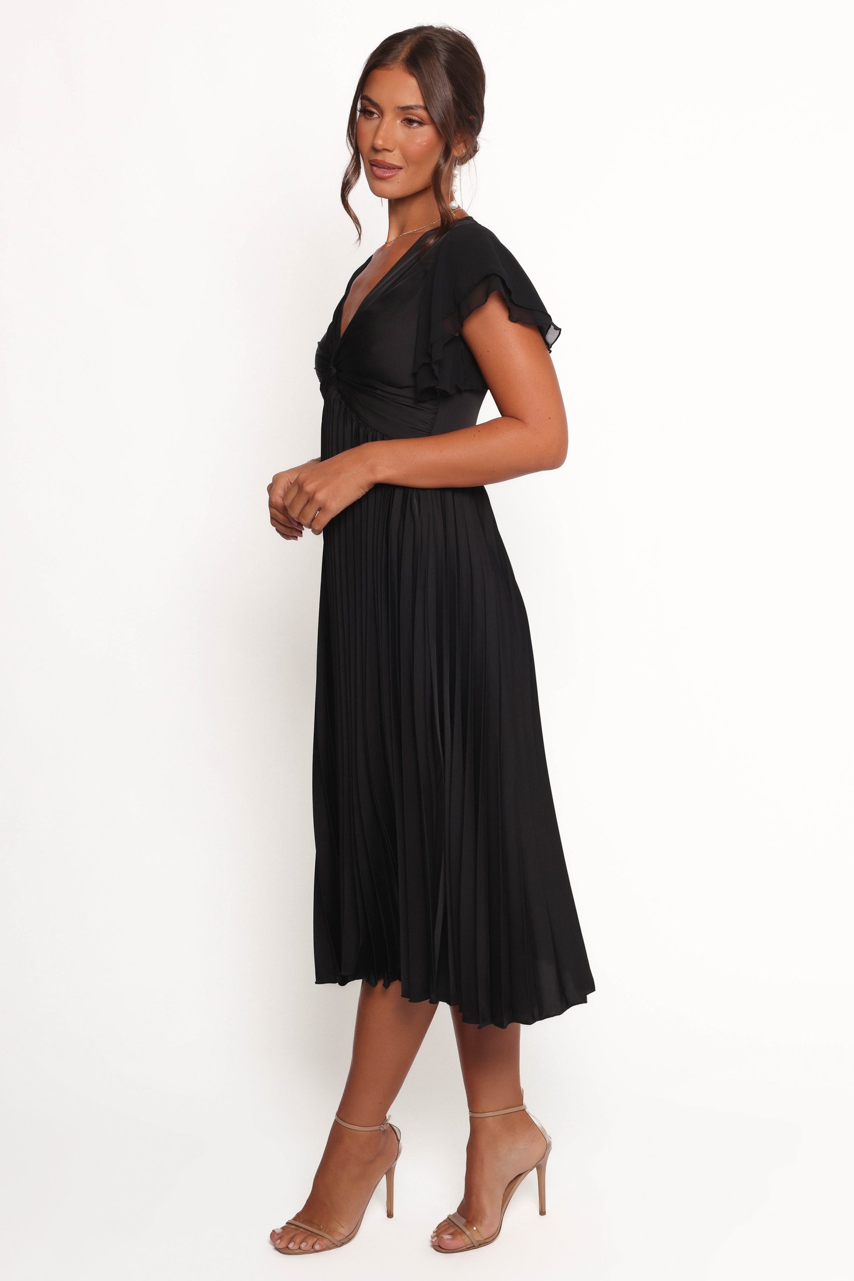 Nova Flutter Sleeve Dress - Black - Image 4
