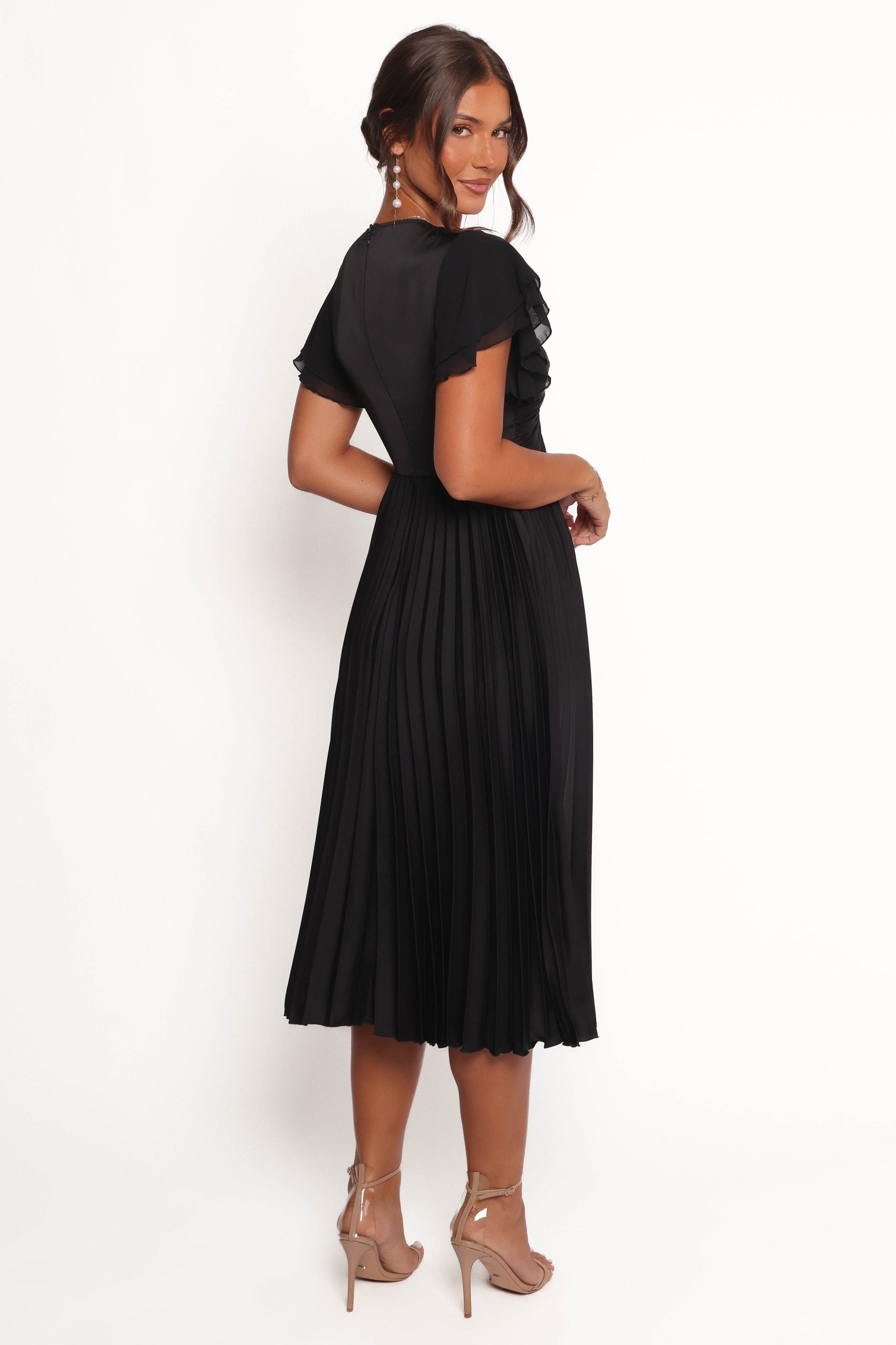Nova Flutter Sleeve Dress - Black - Image 5