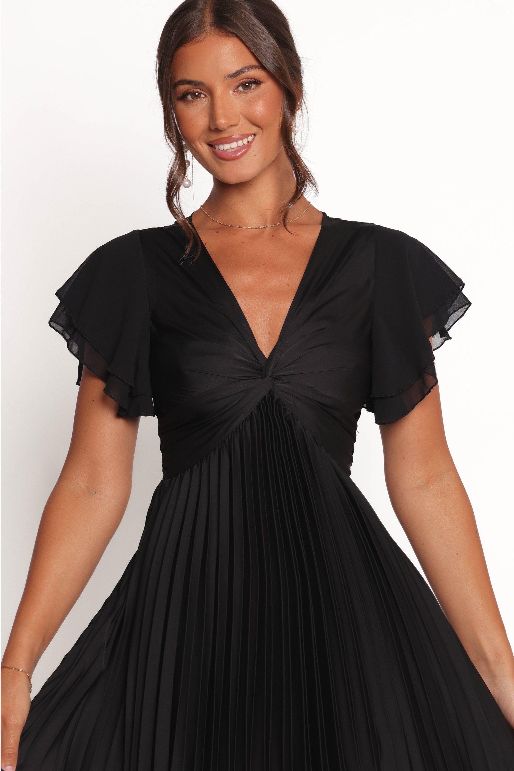 Nova Flutter Sleeve Dress - Black - Image 7