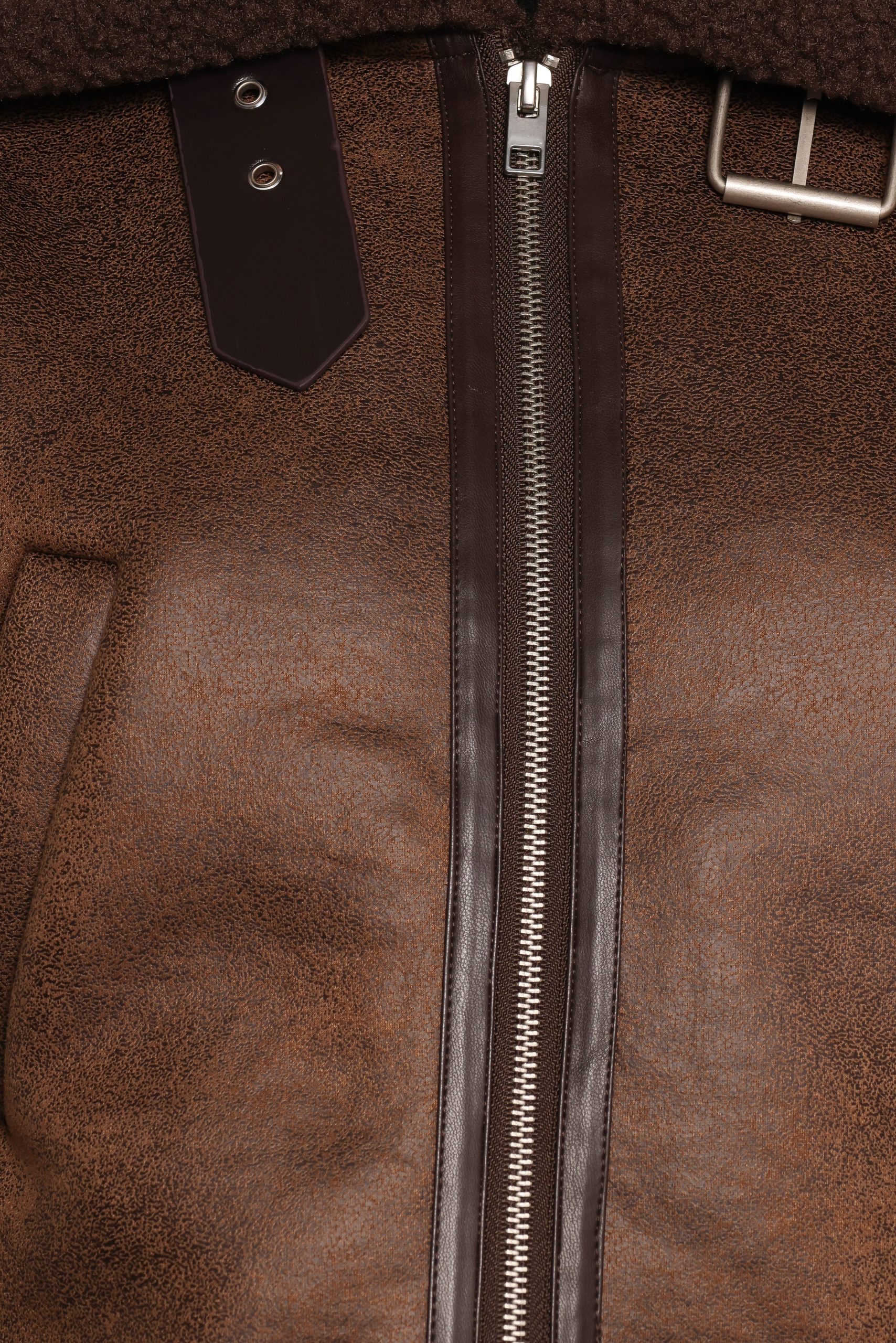 Omi Faux Matte Leather Jacket - Brown - Image 8