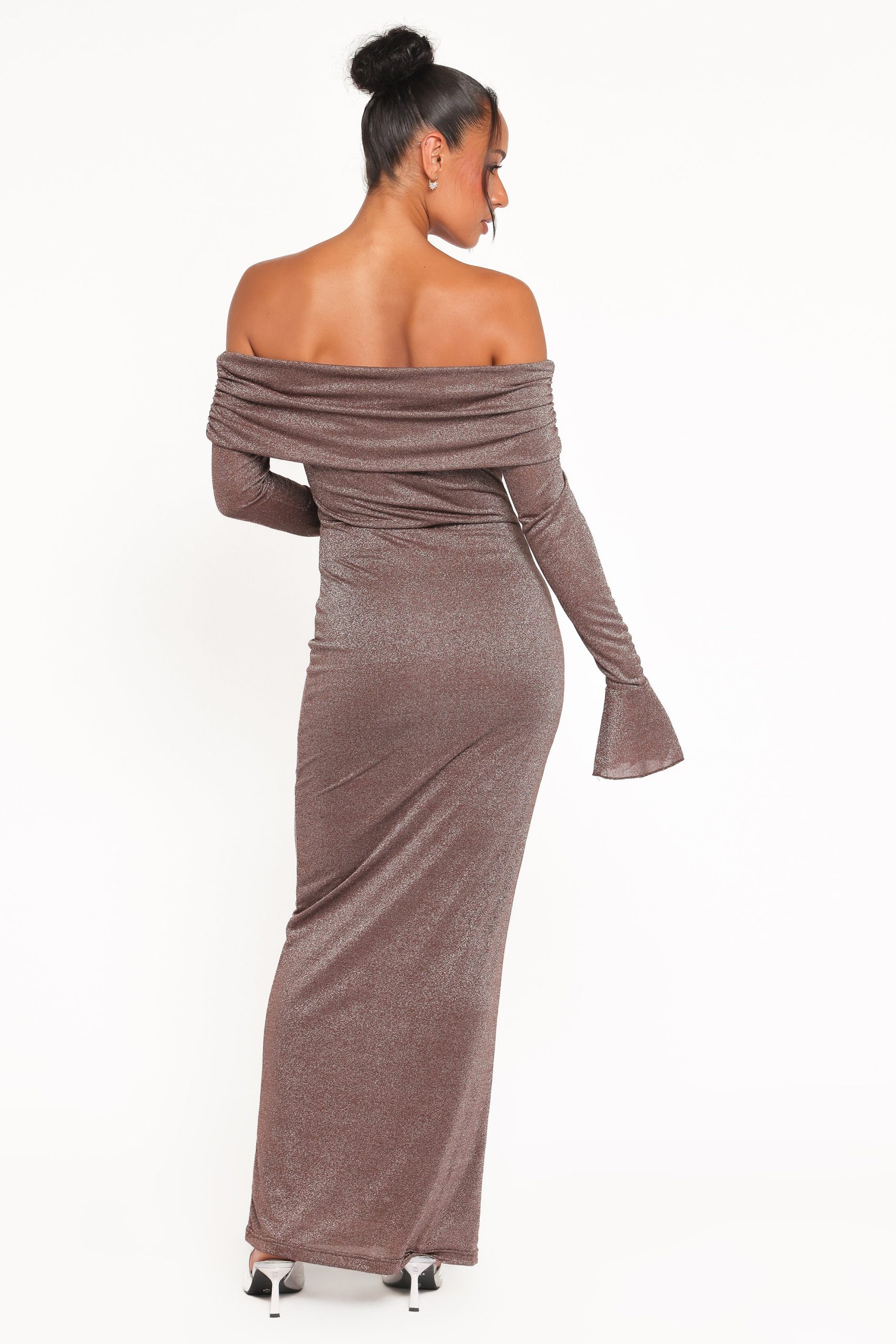 Oraton Off Shoulder Maxi Dress - Brown - Image 5