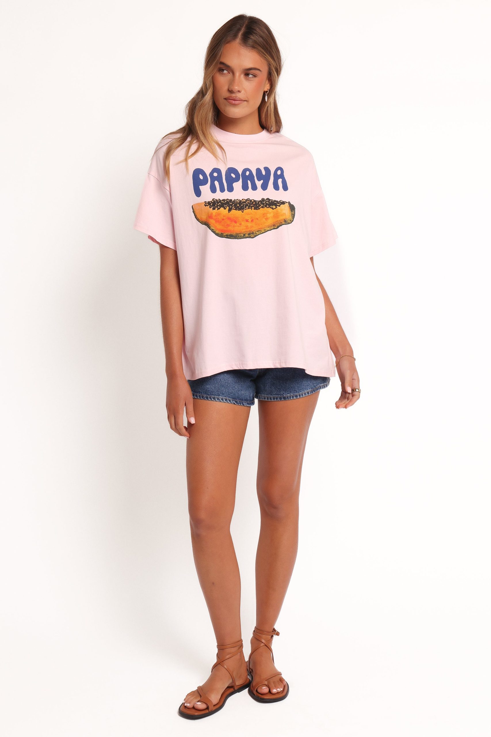 Papaya Graphic Tee - Pale Pink - Image 2