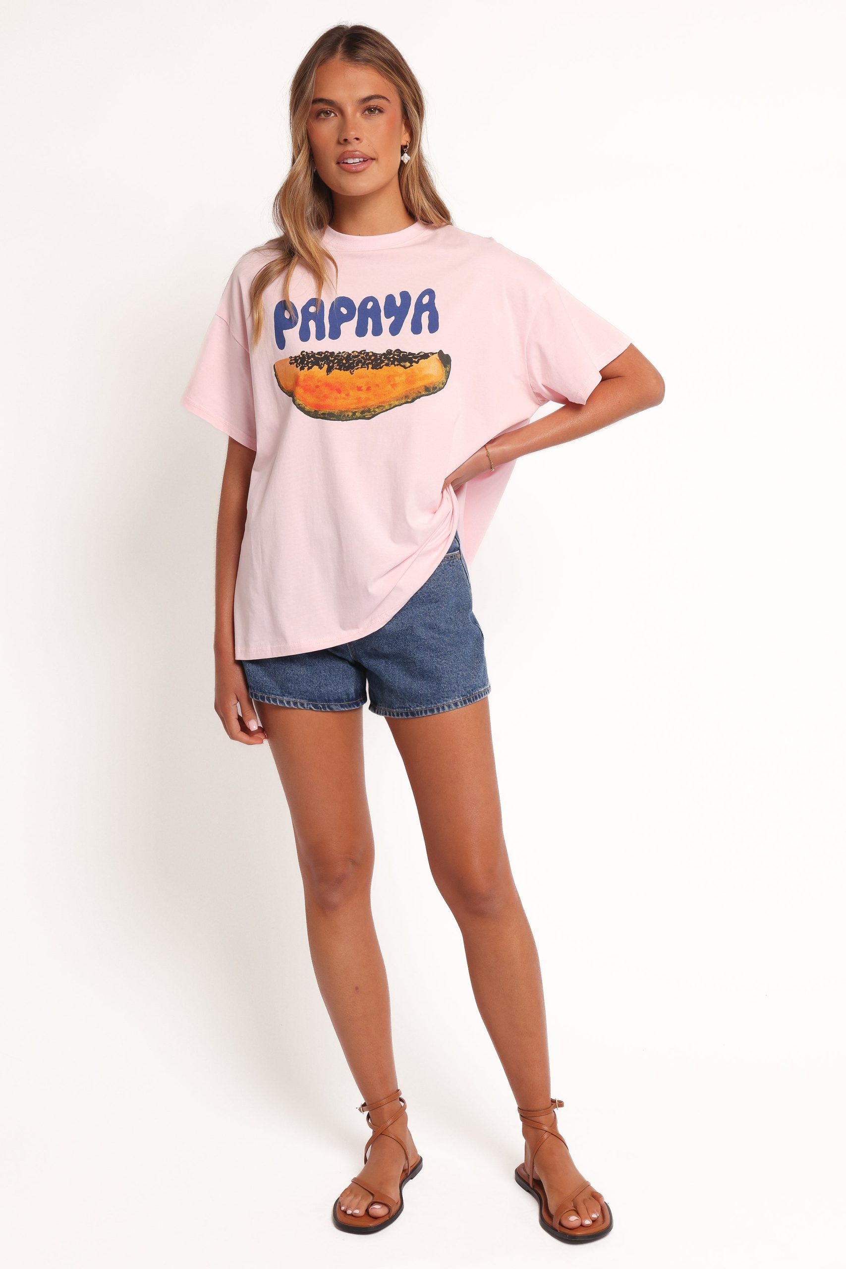 Papaya Graphic Tee - Pale Pink - Image 3