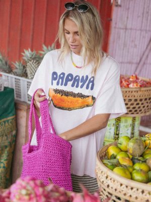Papaya Graphic Tee - Pale Pink