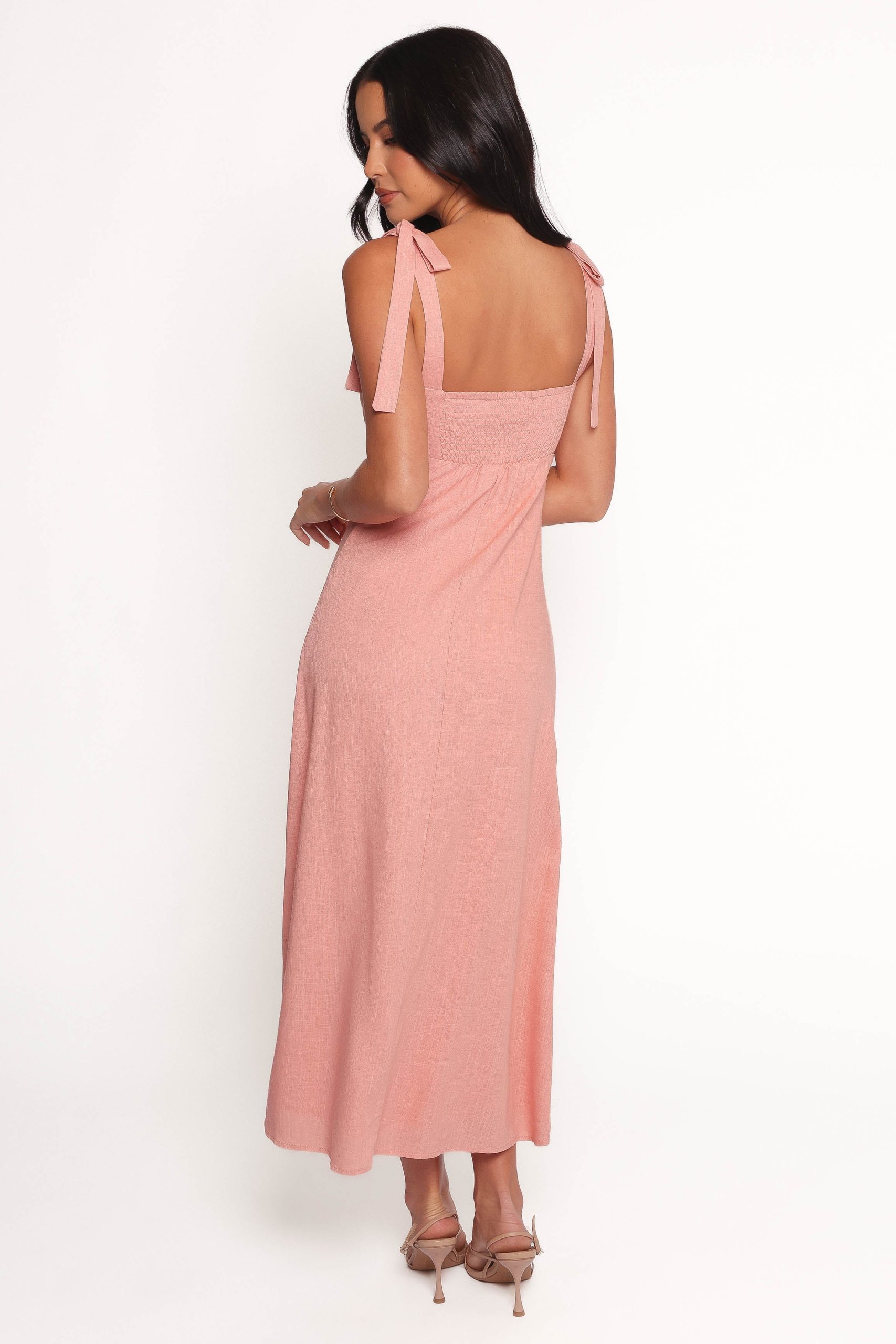 Patterson Tie Shoulder Midi Dress - Blush - Image 5