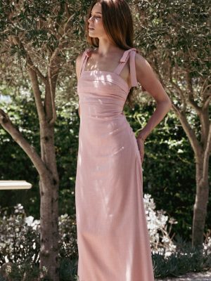 Patterson Tie Shoulder Midi Dress - Blush