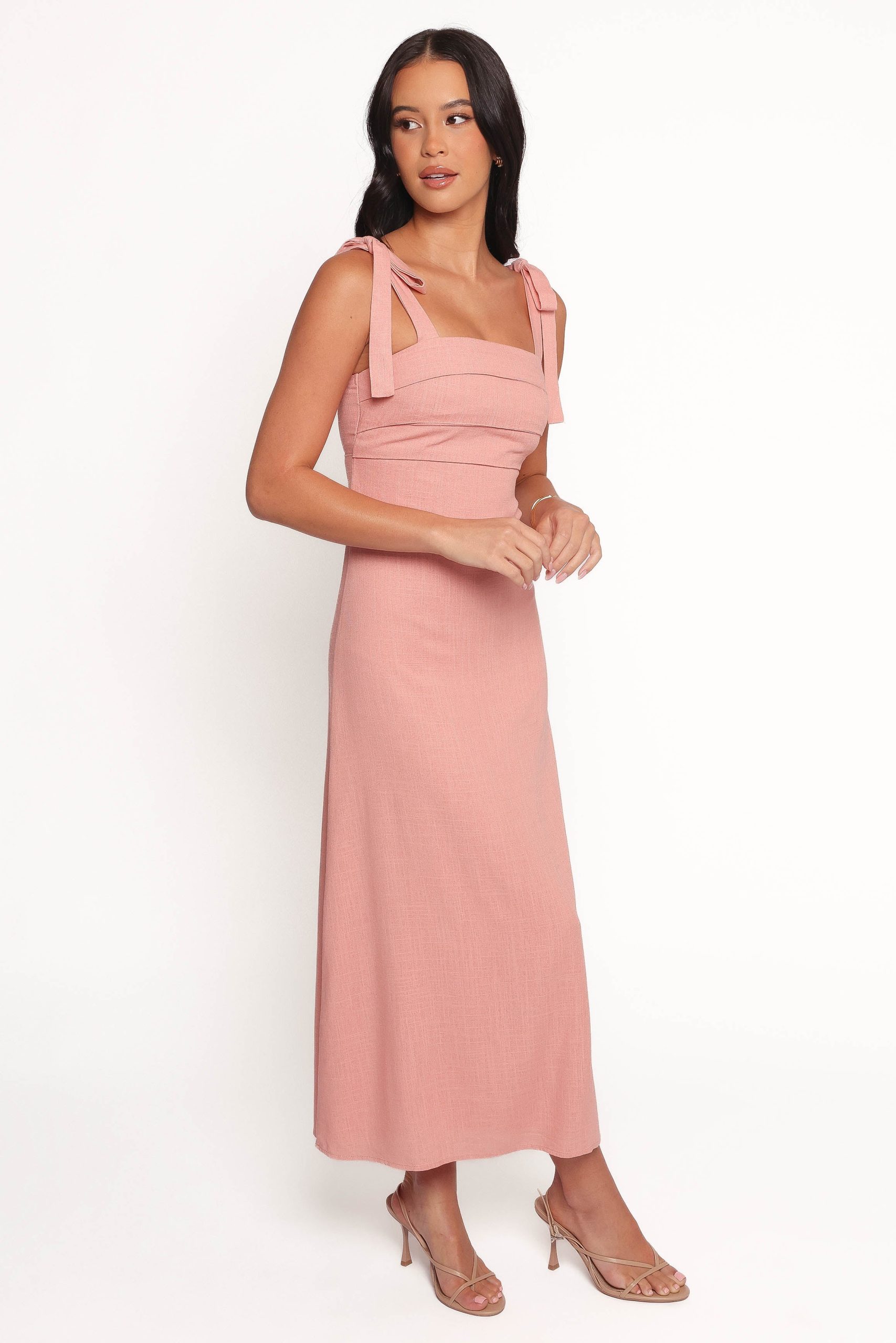 Patterson Tie Shoulder Midi Dress - Blush - Image 6