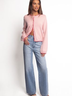Payton Scallop Cardigan - Pink Red