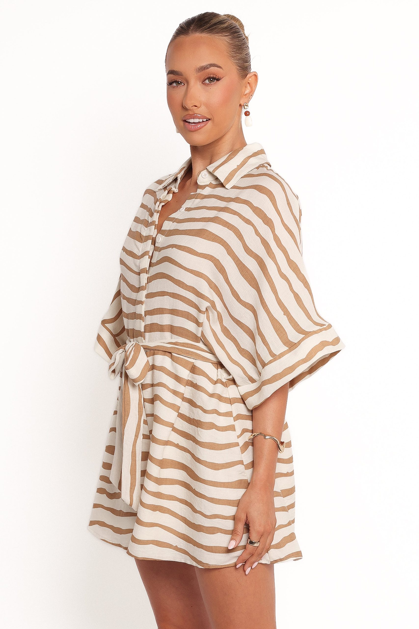 Peppiatt Batwing Playsuit - Tan Stripe - Image 4