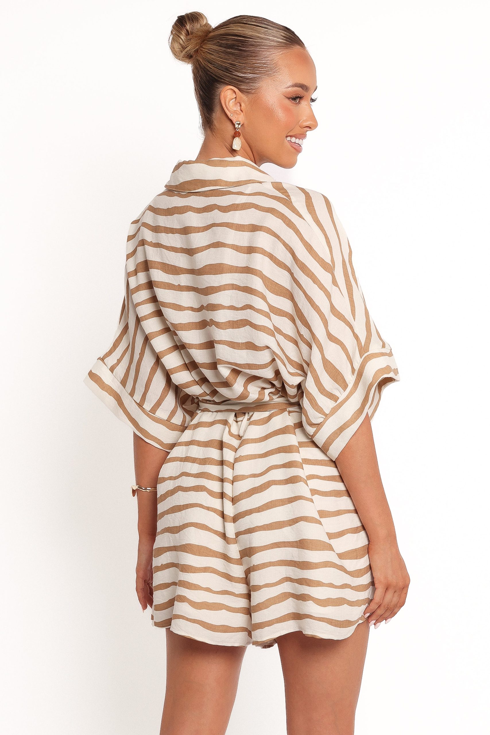 Peppiatt Batwing Playsuit - Tan Stripe - Image 3