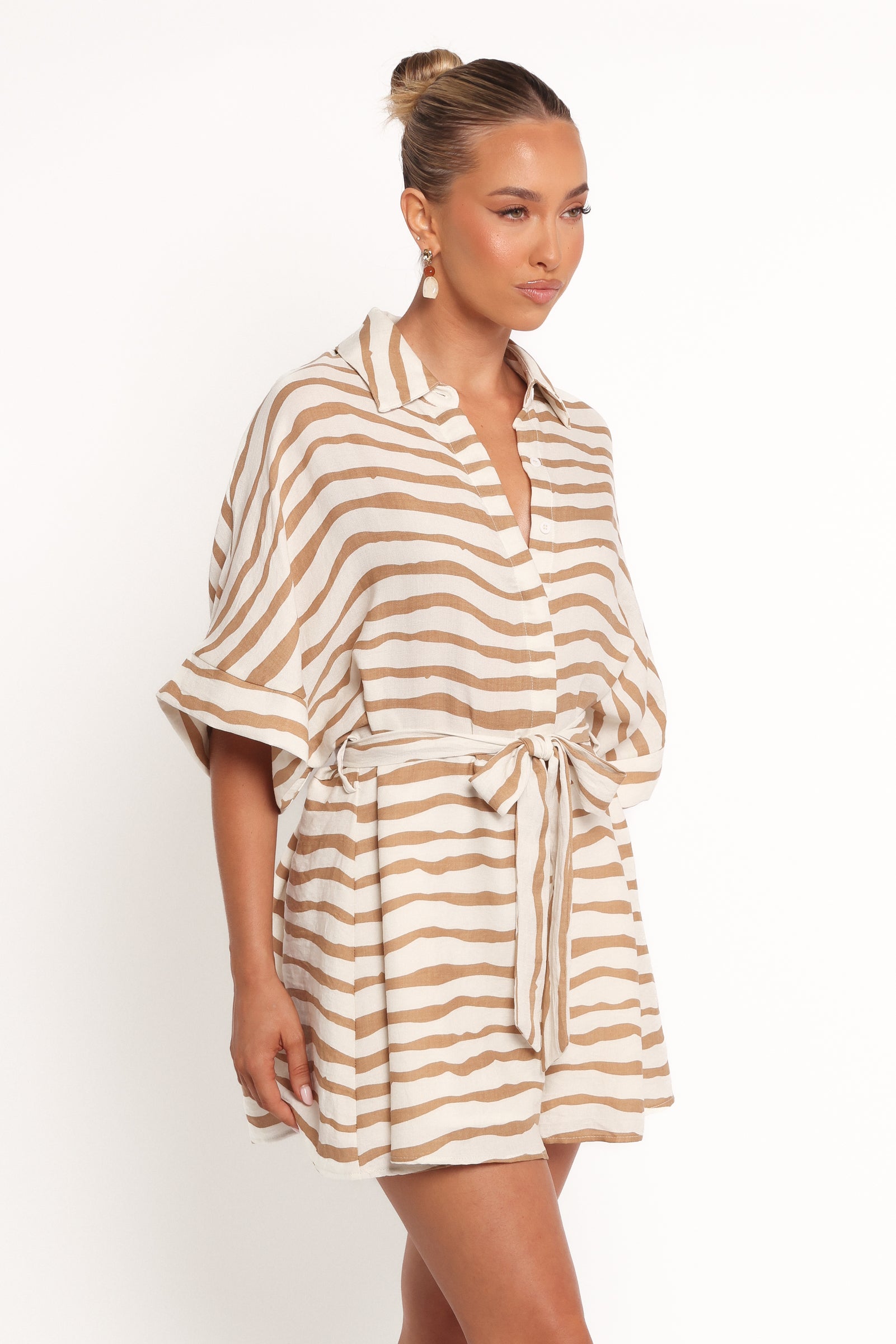 Peppiatt Batwing Playsuit - Tan Stripe - Image 5