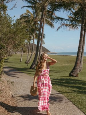 Perle Maxi Dress - Pink Check