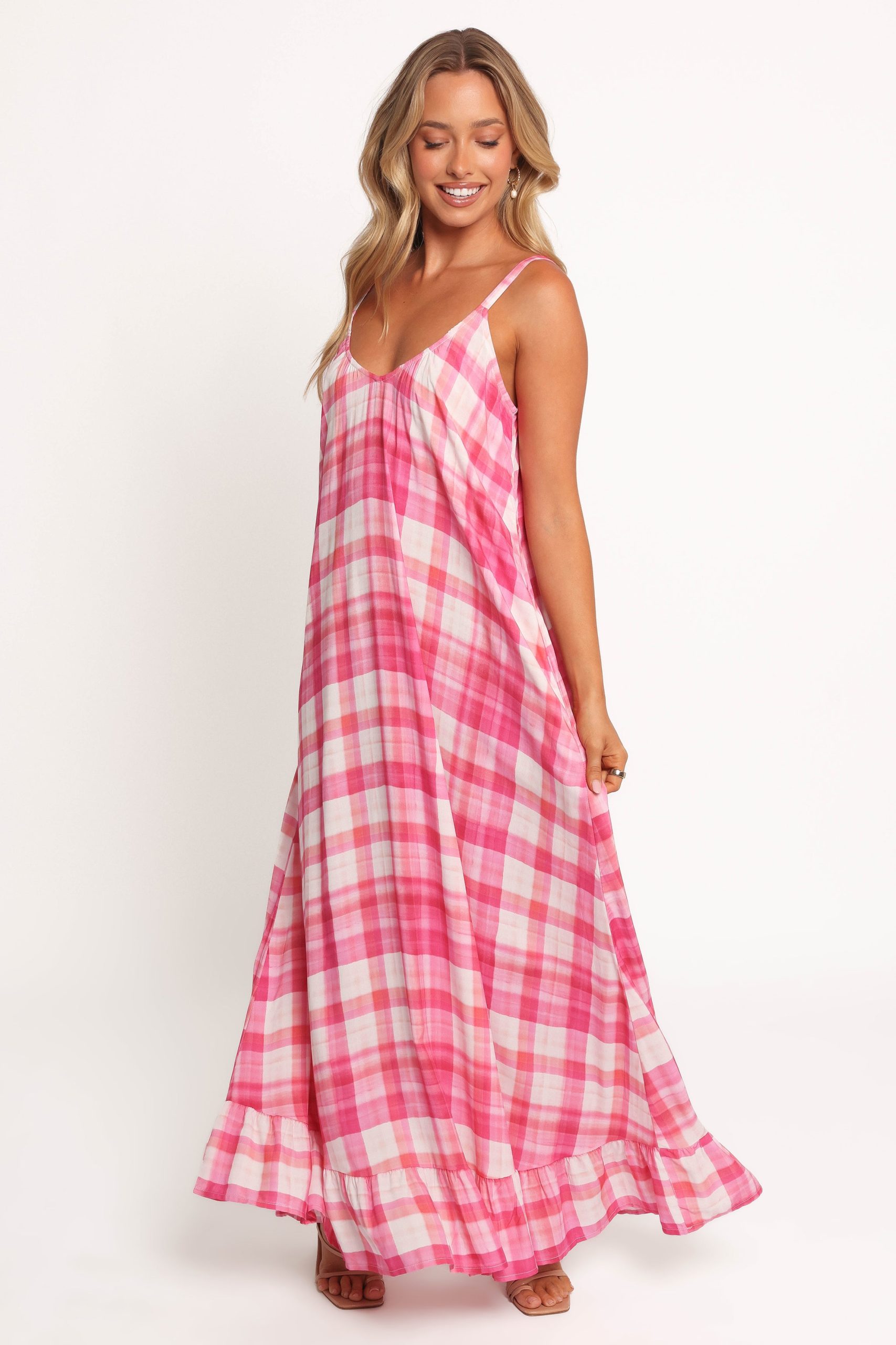 Perle Maxi Dress - Pink Check - Image 4