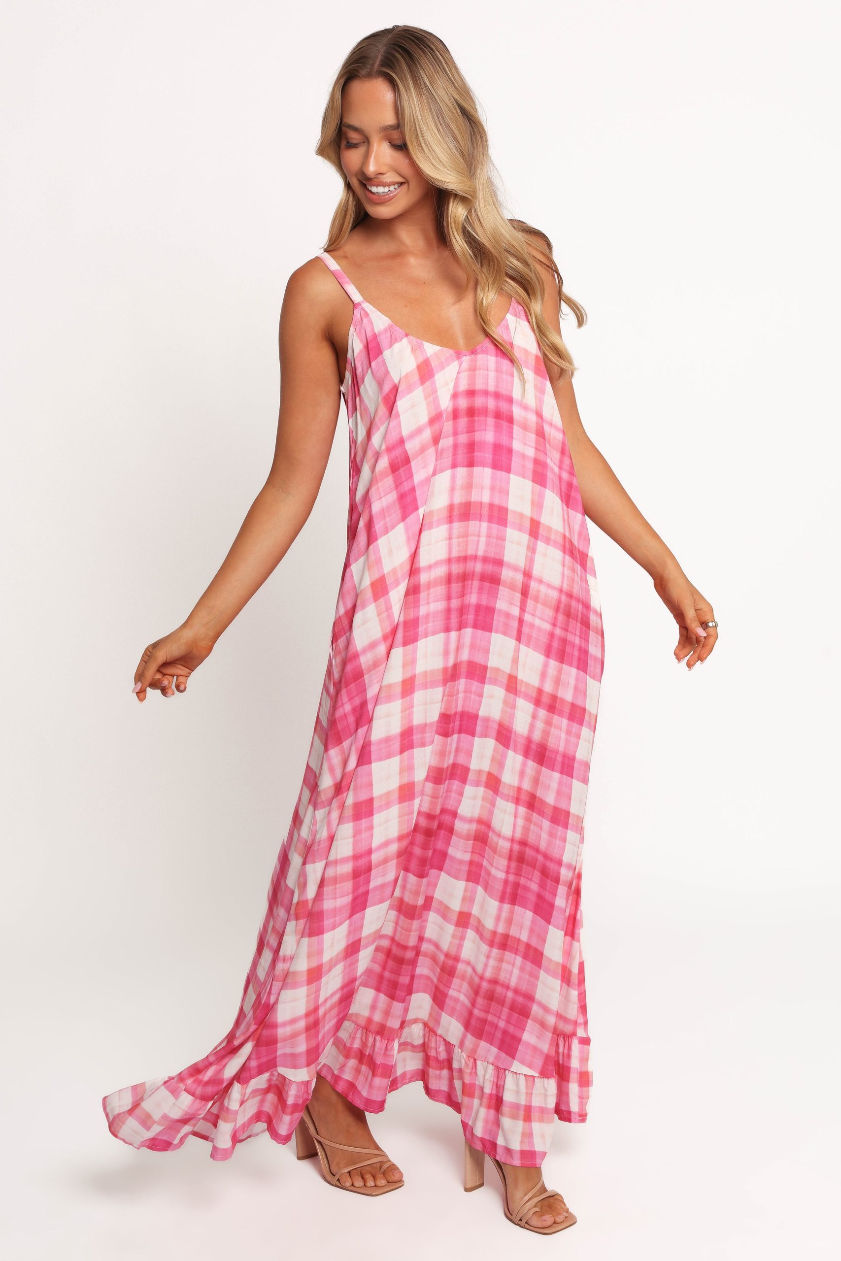 Perle Maxi Dress - Pink Check - Image 6