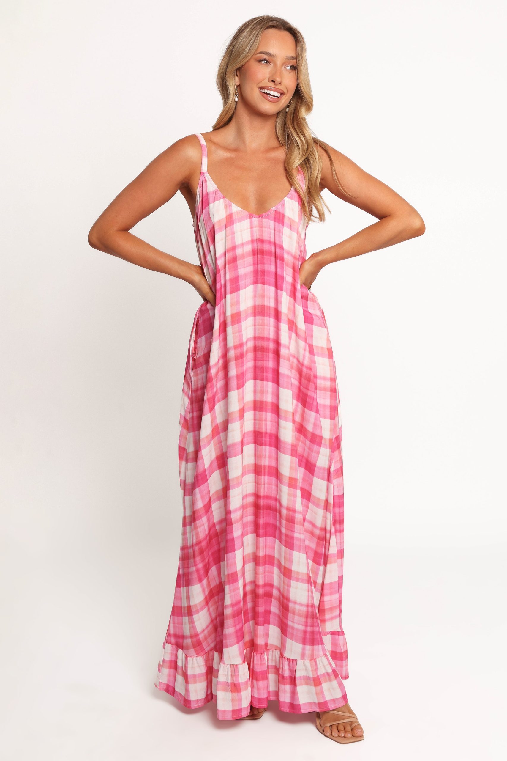Perle Maxi Dress - Pink Check - Image 2