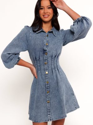 Phoenix Long Sleeve Mini Dress - Denim