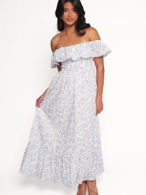 Priscilla Strapless Midi Dress - Blue Floral