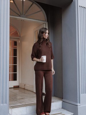 Remii Knit Pant Set - Chocolate