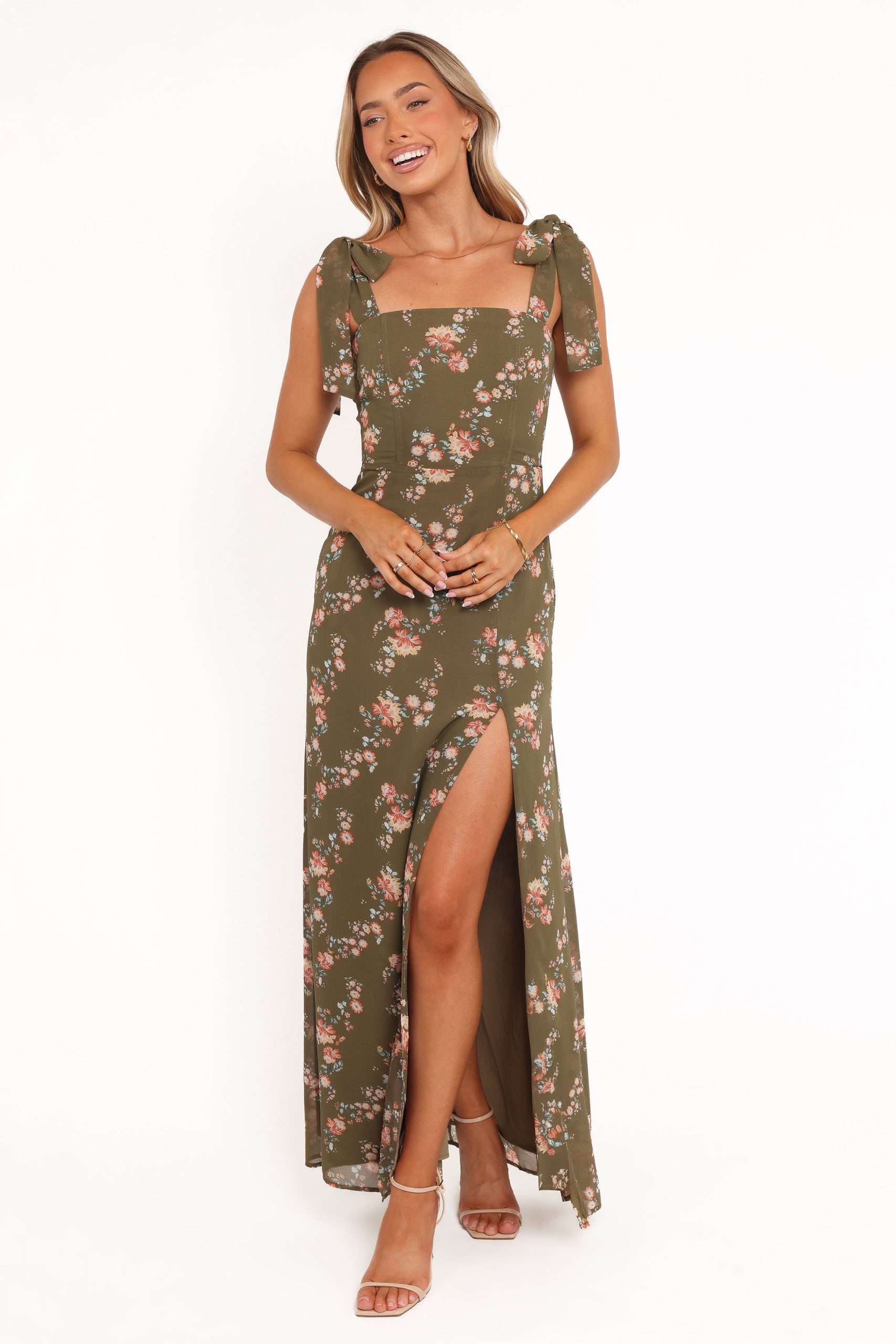 Renita Maxi Dress - Olive Floral - Image 3