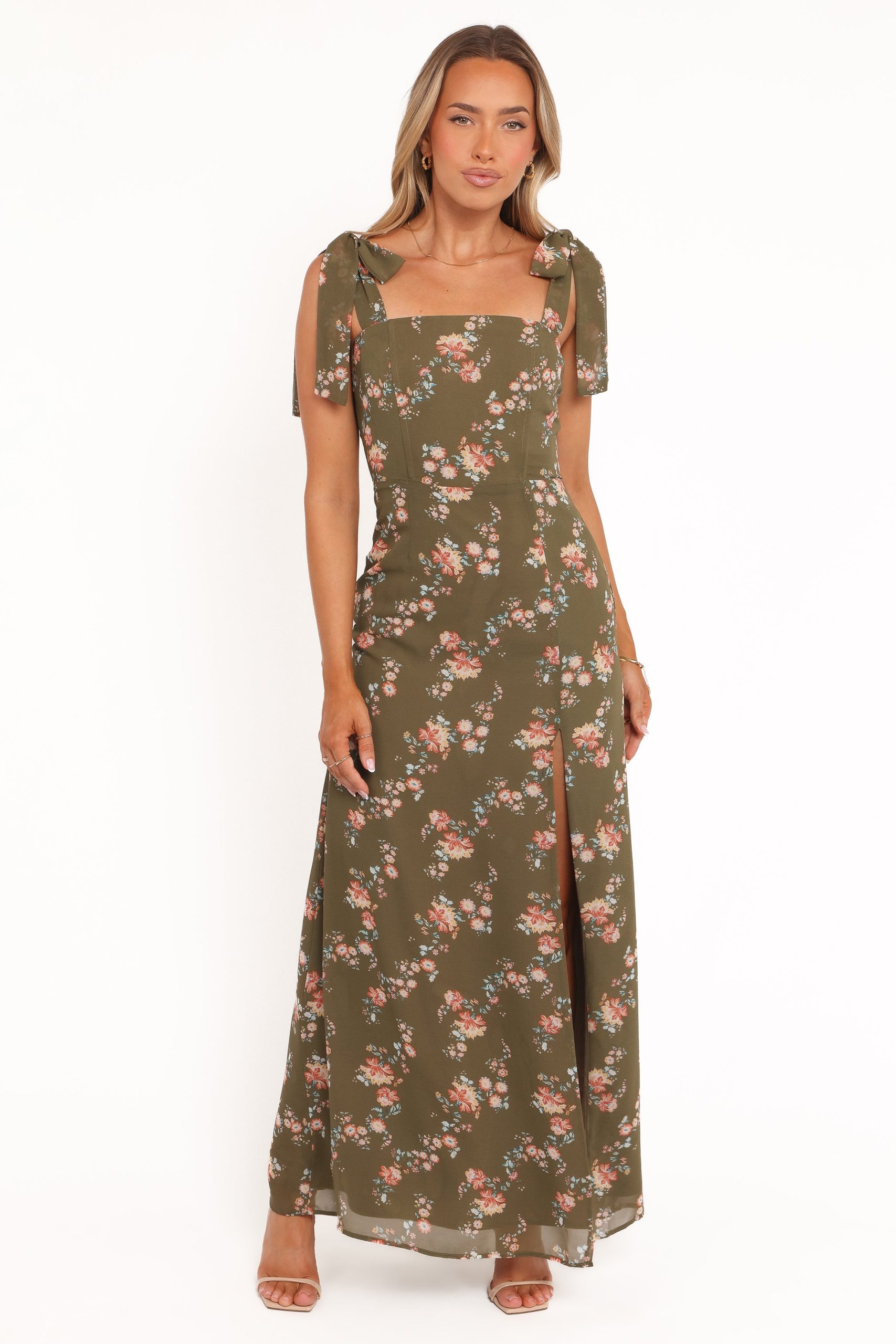 Renita Maxi Dress - Olive Floral - Image 2