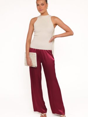Carissa Satin Pants - Berry