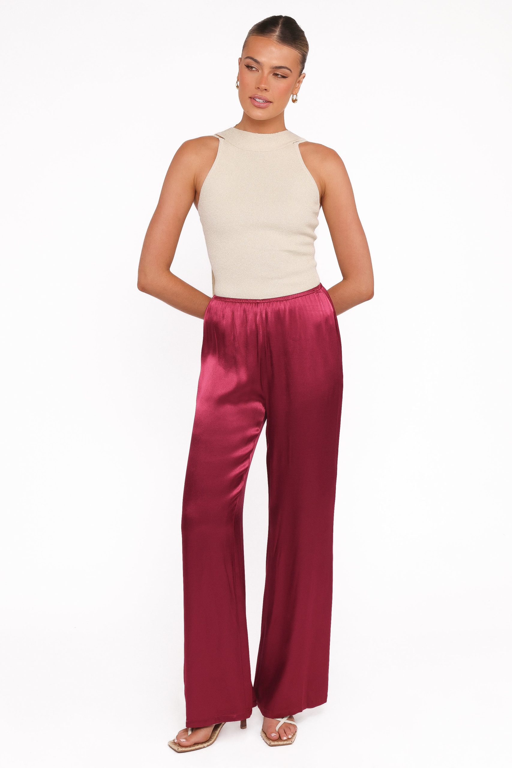 Carissa Satin Pants - Berry - Image 5