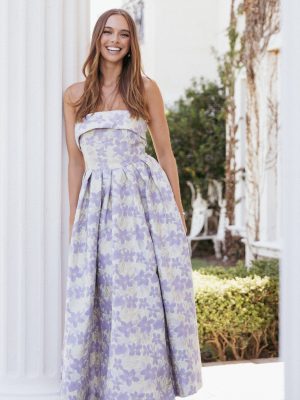 Rhea Strapless Midi Dress - Sage Floral