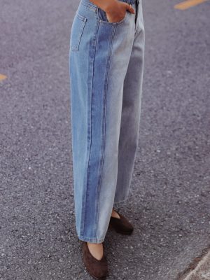 Yuri Wide Leg Jeans - Two Tone Blue
