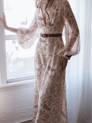 Riba Midi Dress - Brown Paisley