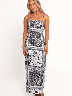 Riley Printed Midi Dress - Black