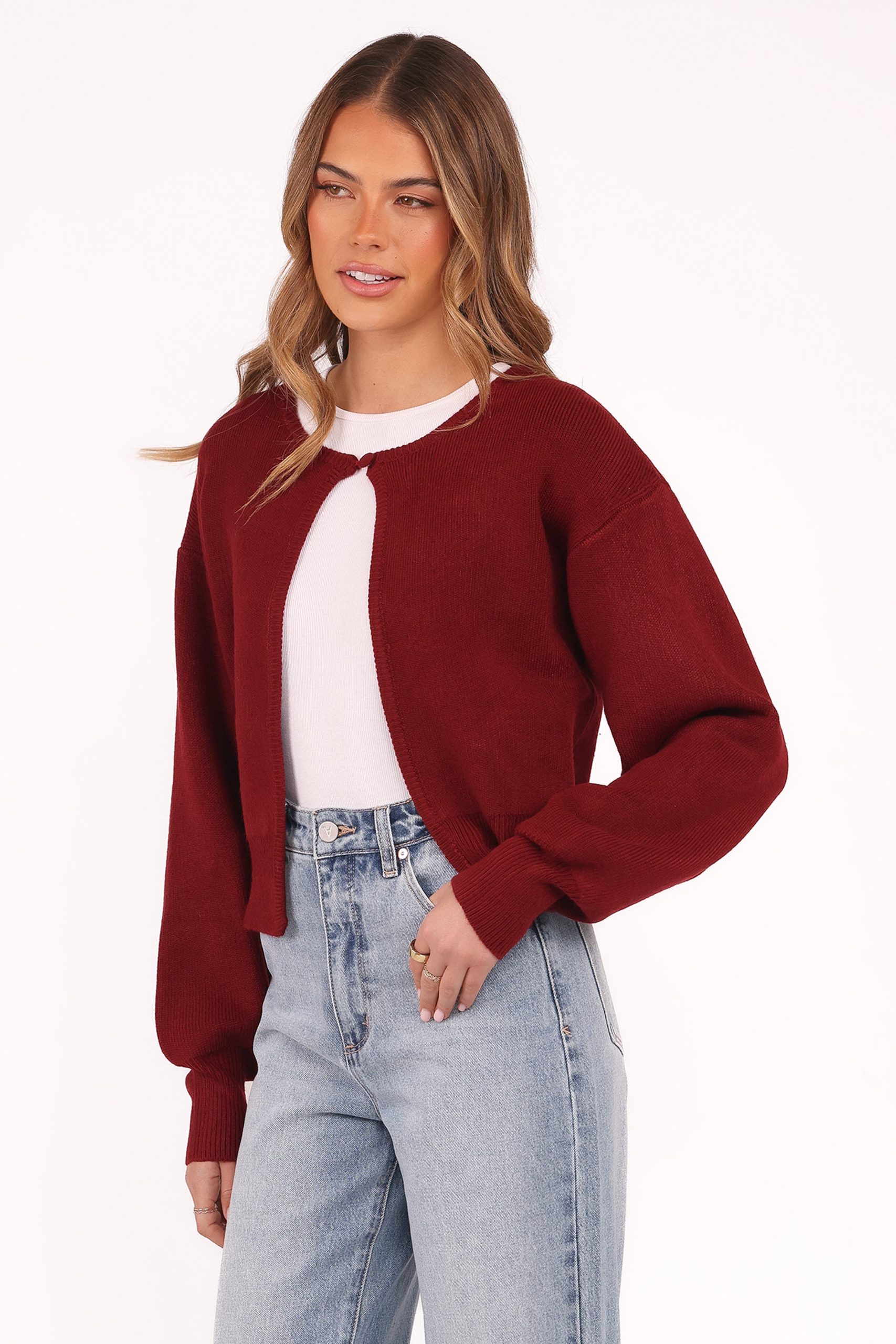 Ripley Knit Cardigan - Berry - Image 3
