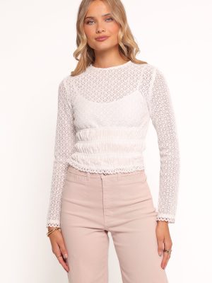 Riven Shirred Top - White