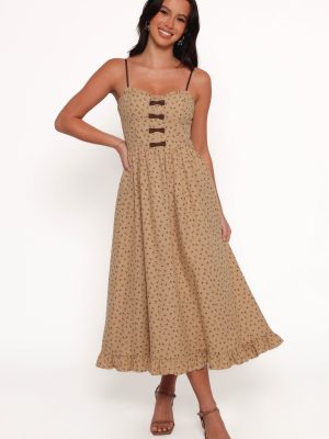 Robbins Midi Dress - Beige Brown