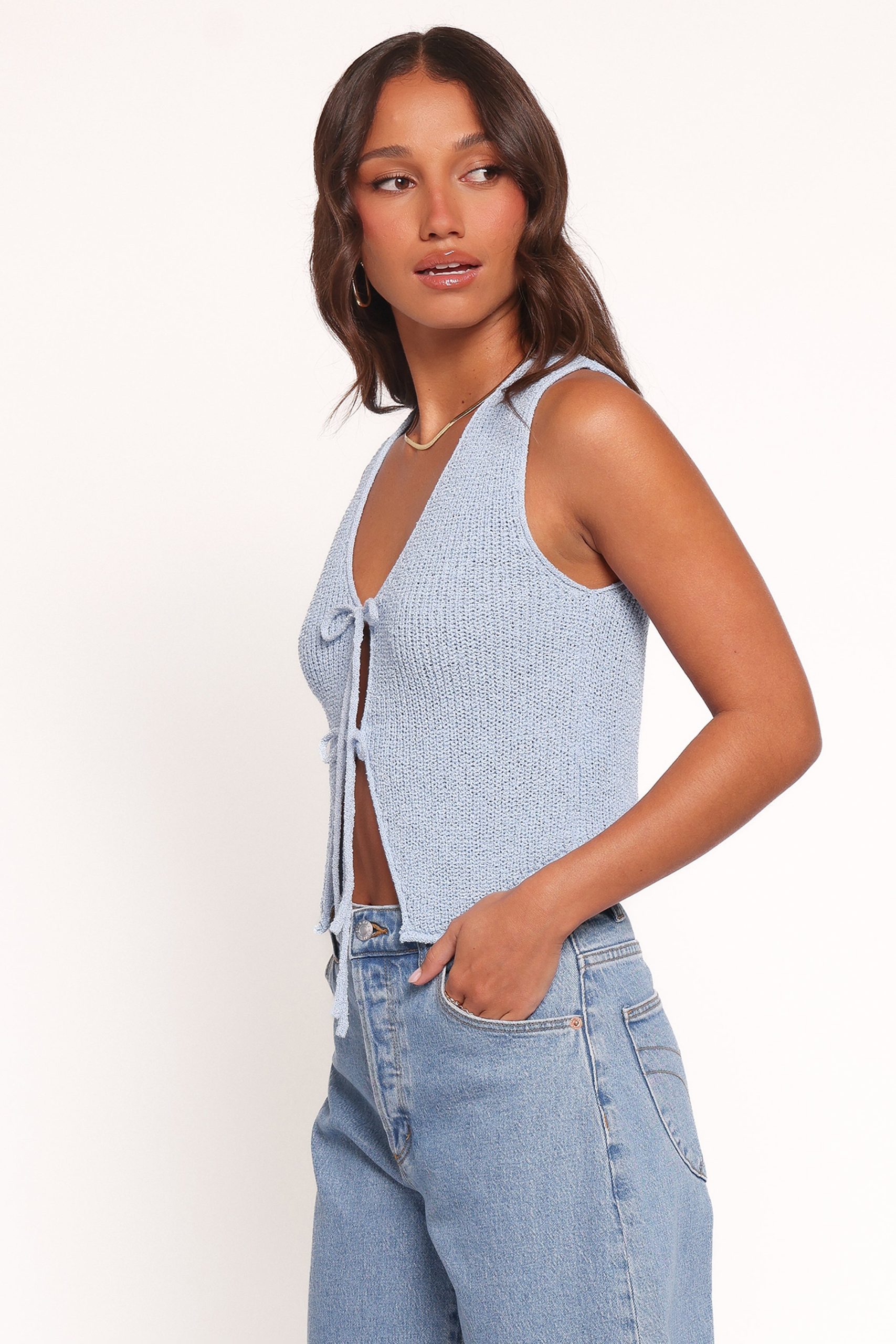 Kendall Knit Top - Light Blue - Image 3