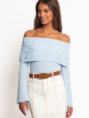 Rory Off Shoulder Top - Pale Blue