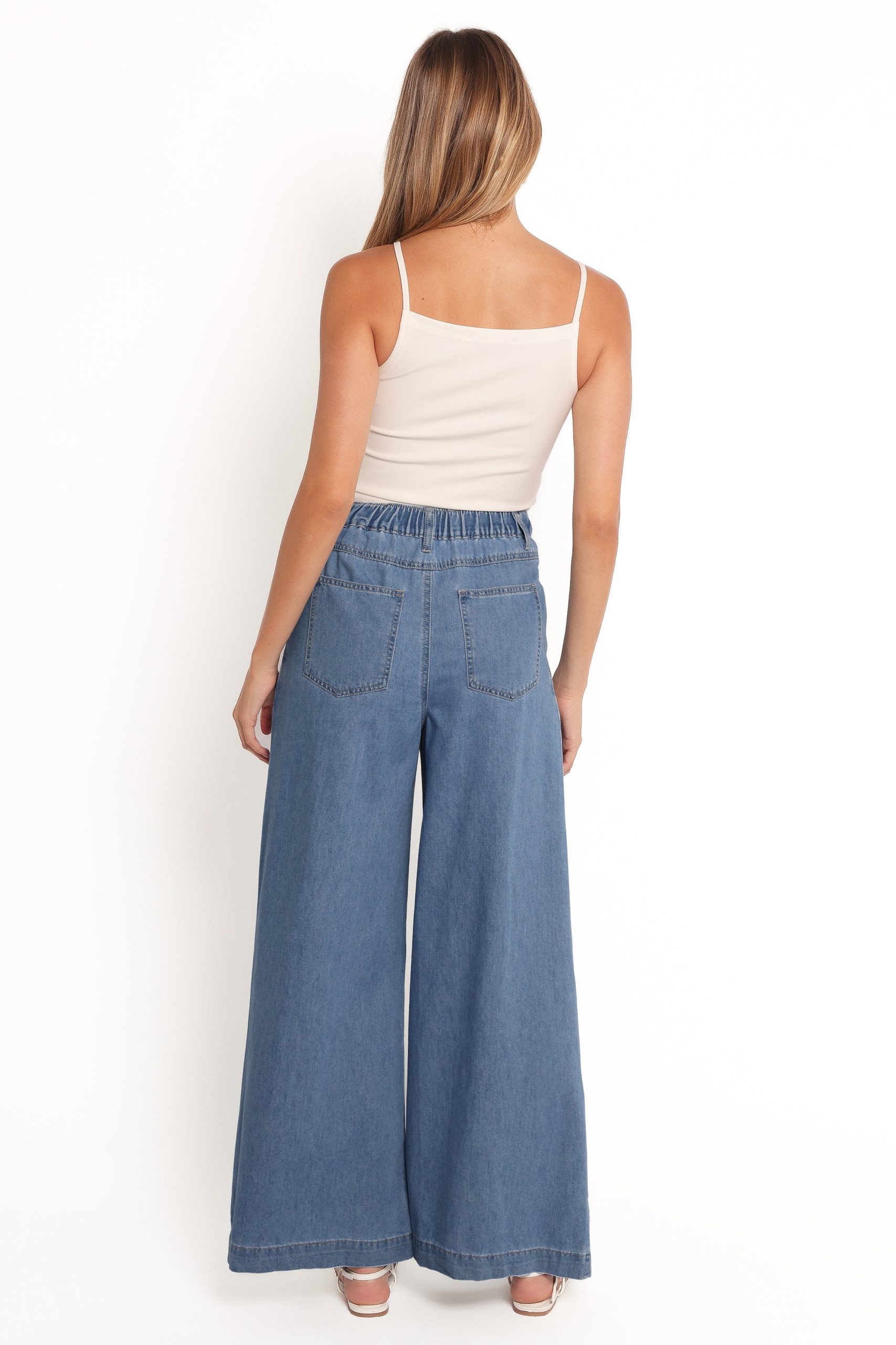 Rosalee Chambray Wide Leg Pant - Medium Denim - Image 6
