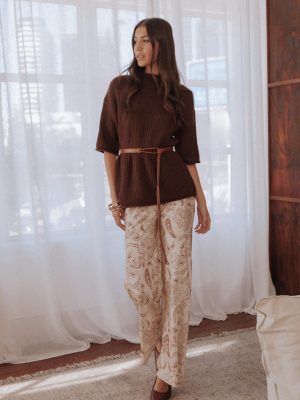 Rosalie Satin Pant - Brown Paisley