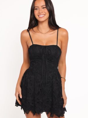 Roselle Lace Mini Dress - Black
