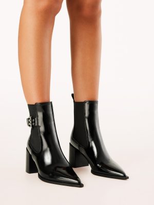 Sevara Booties - Black Crinkle Patent