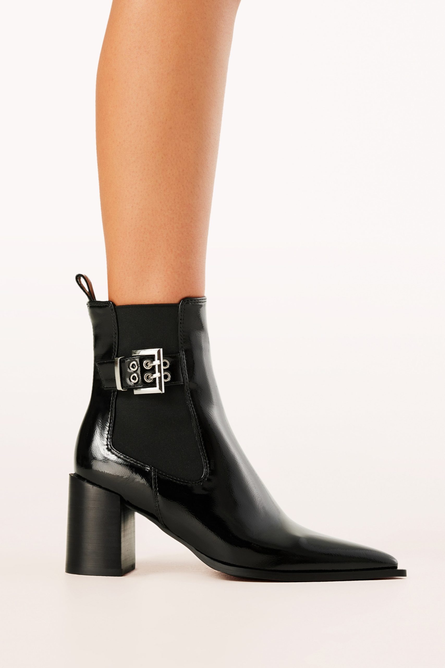 Sevara Booties - Black Crinkle Patent - Image 2