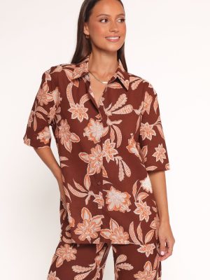 Samira Short Sleeve Shirt - Orange Floral