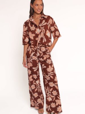 Samira Wide Leg Pant - Orange Floral