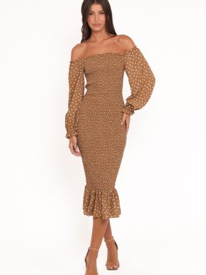 Sara Midi Dress - Brown Floral