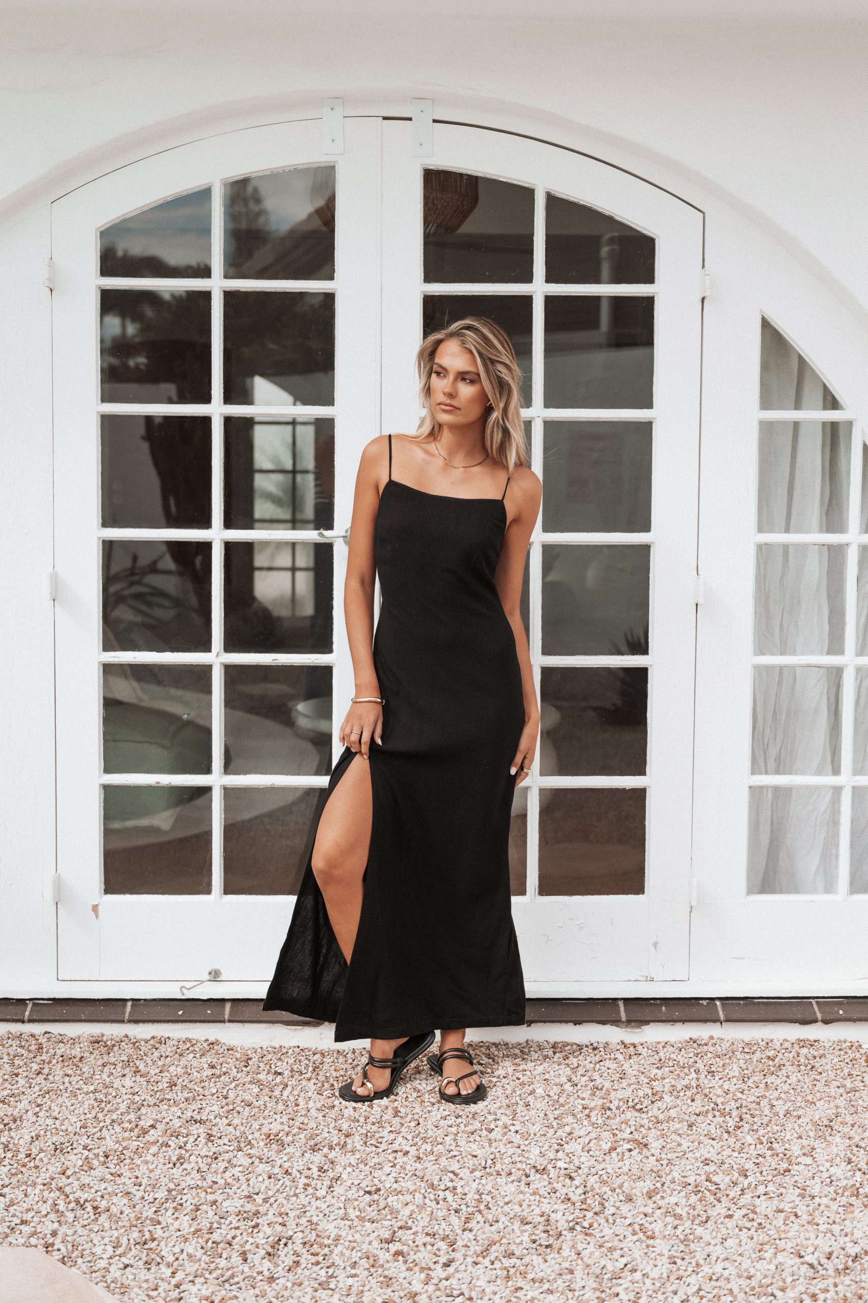 Sawyer Midi Slip Dress - Black - Image 8