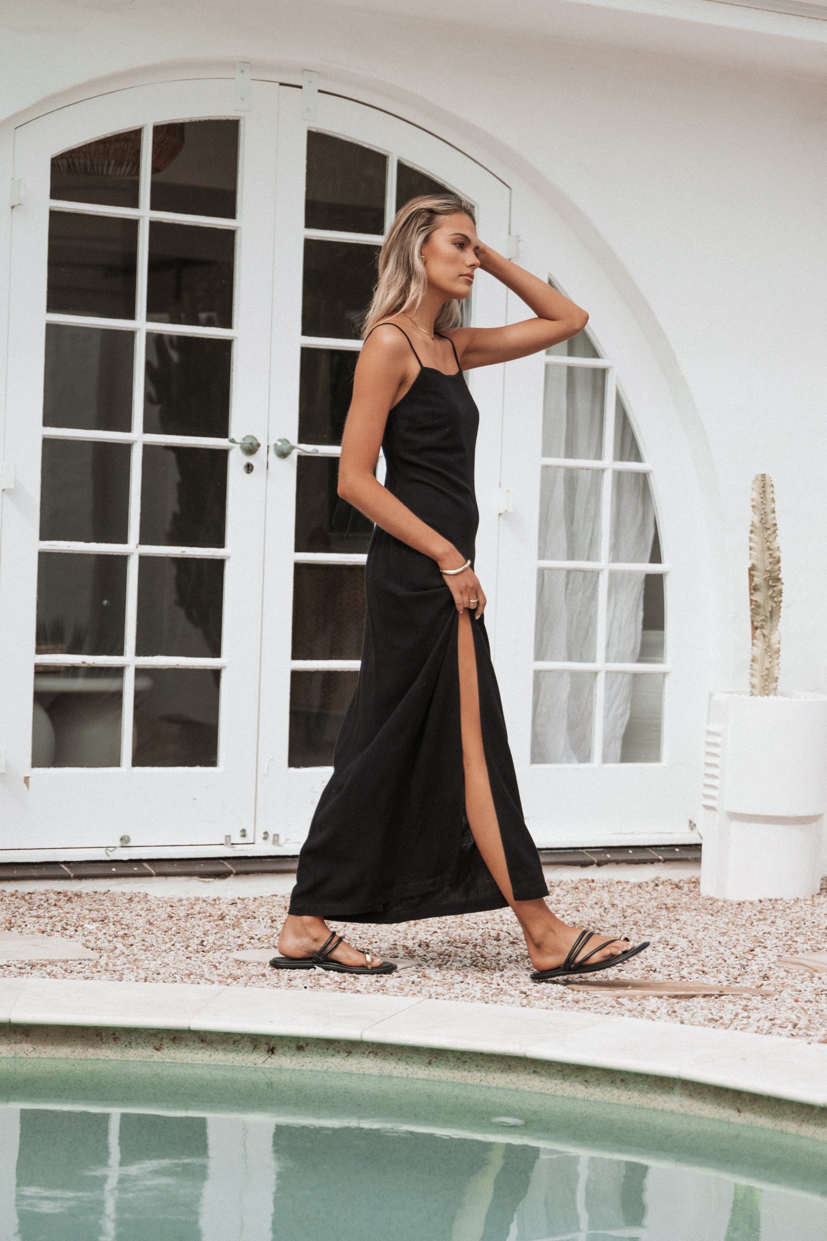 Sawyer Midi Slip Dress - Black - Image 9